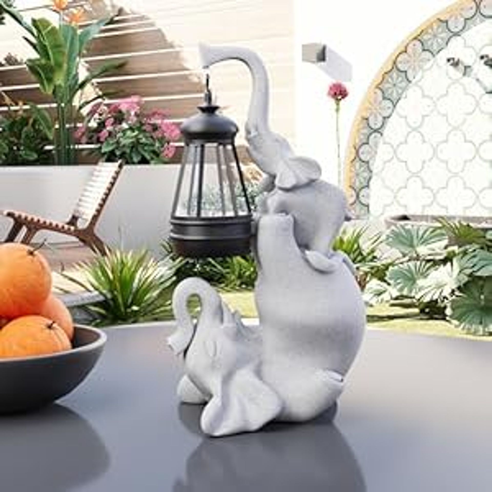 Solar Elephant Garden Ornament with LED Light, Waterproof Resin Sculpture for Outdoor Decoration & Gifts