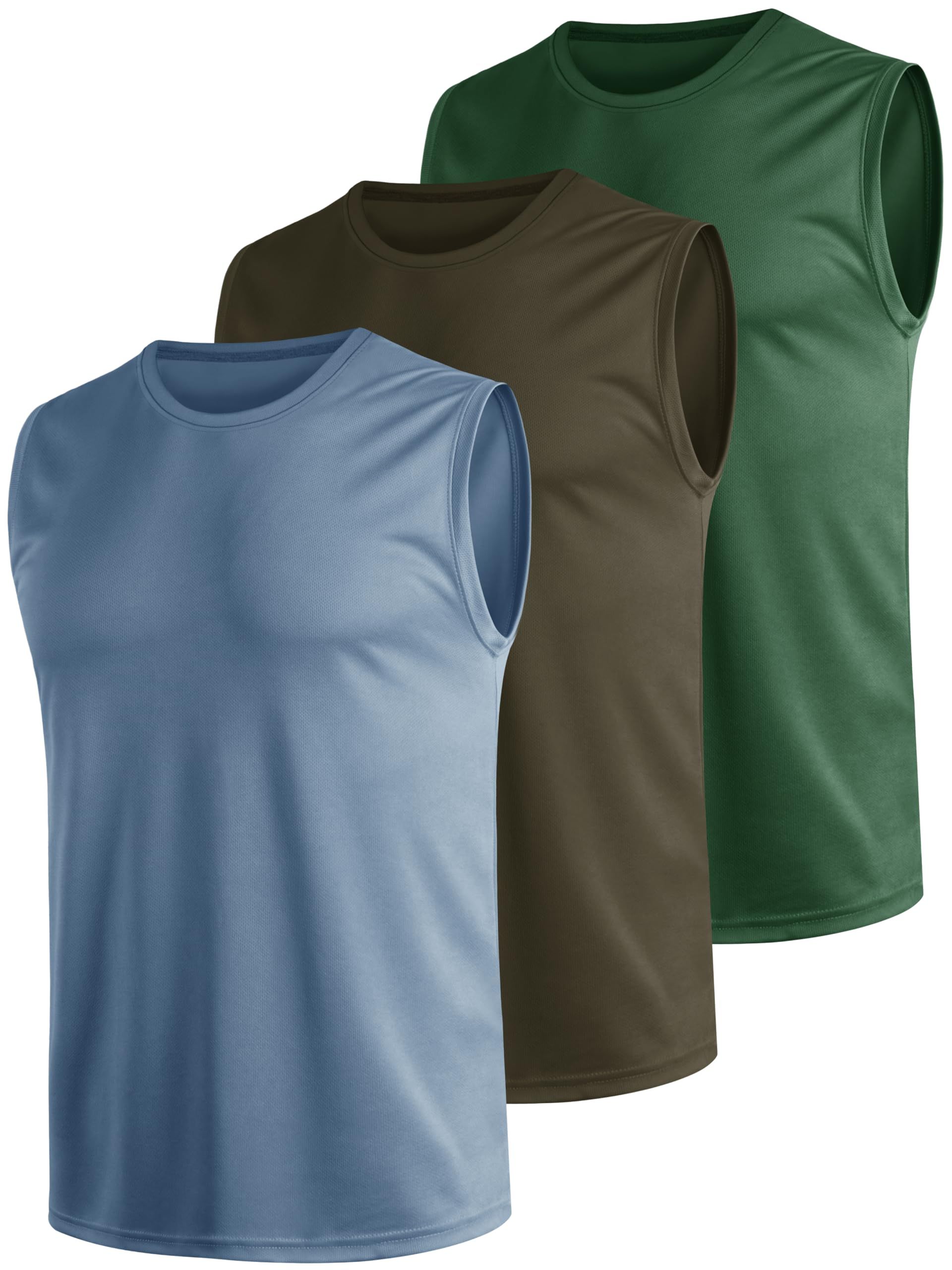 Men's Gym Tank Tops 3 Pack Quick Dry Breathable Sleeveless Vests - Multicolour Set5 XXL