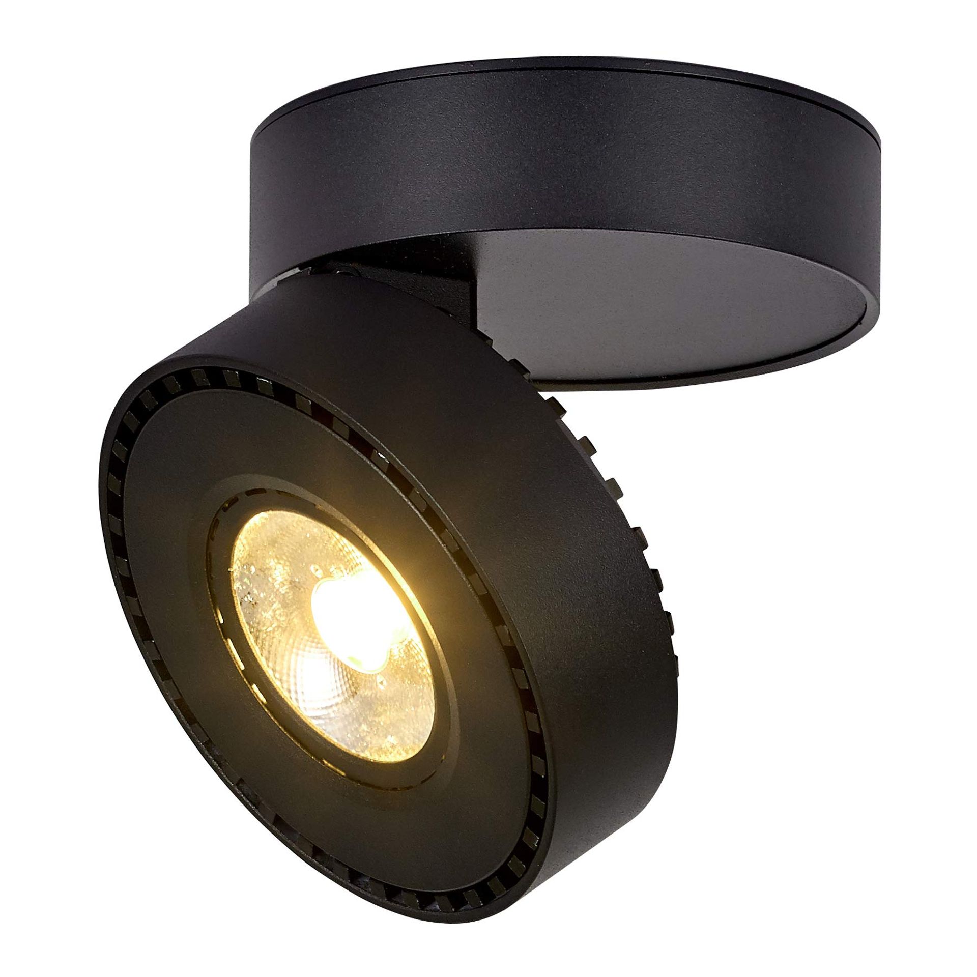 Indoor LED Ceiling Spotlight 12W Adjustable Surface Mounted Downlight - Black 3000K