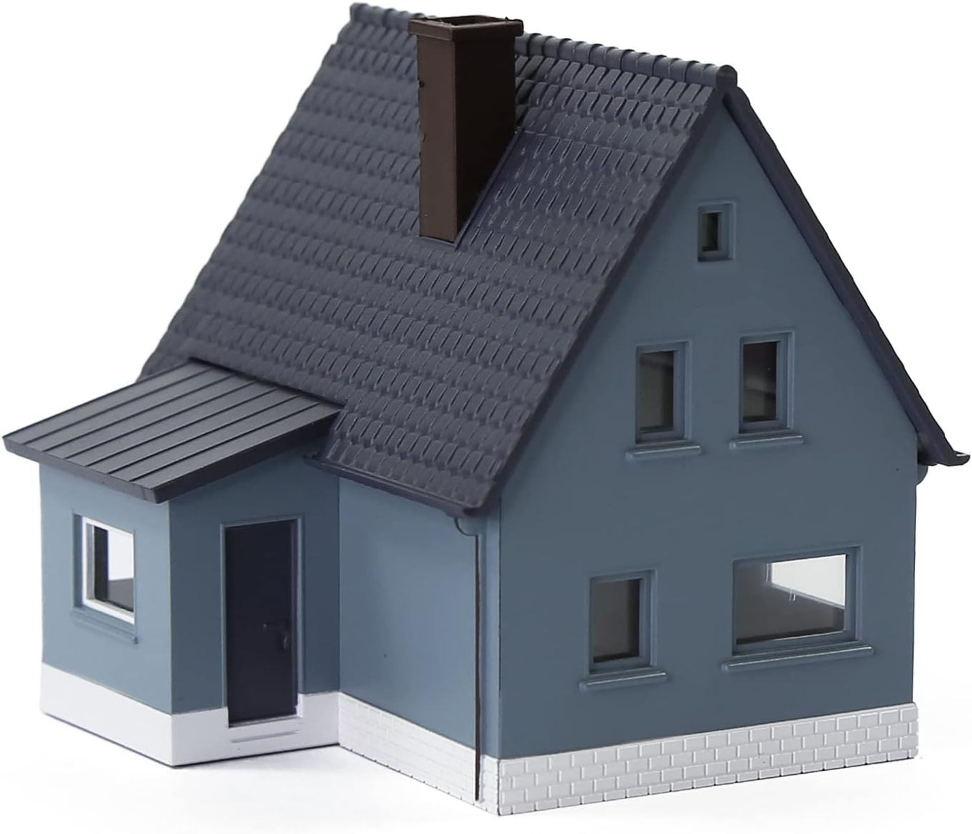 1:150 N Gauge Model Village House - Pre-built Blue Building for Railway Layouts