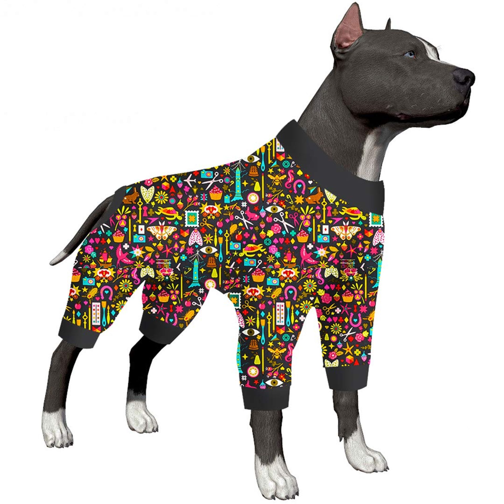 Lightweight Full Coverage Dog Pyjamas with UV Protection & Anxiety Relief - Black L