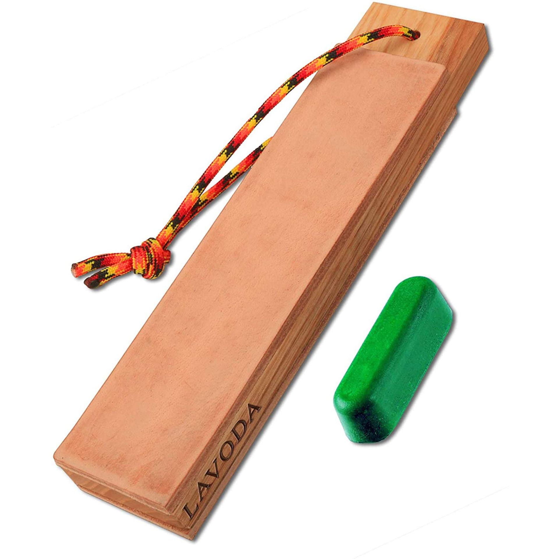 2-Sided Pocket Leather Strop with Green Polishing Compound for Knife Sharpening & Honing