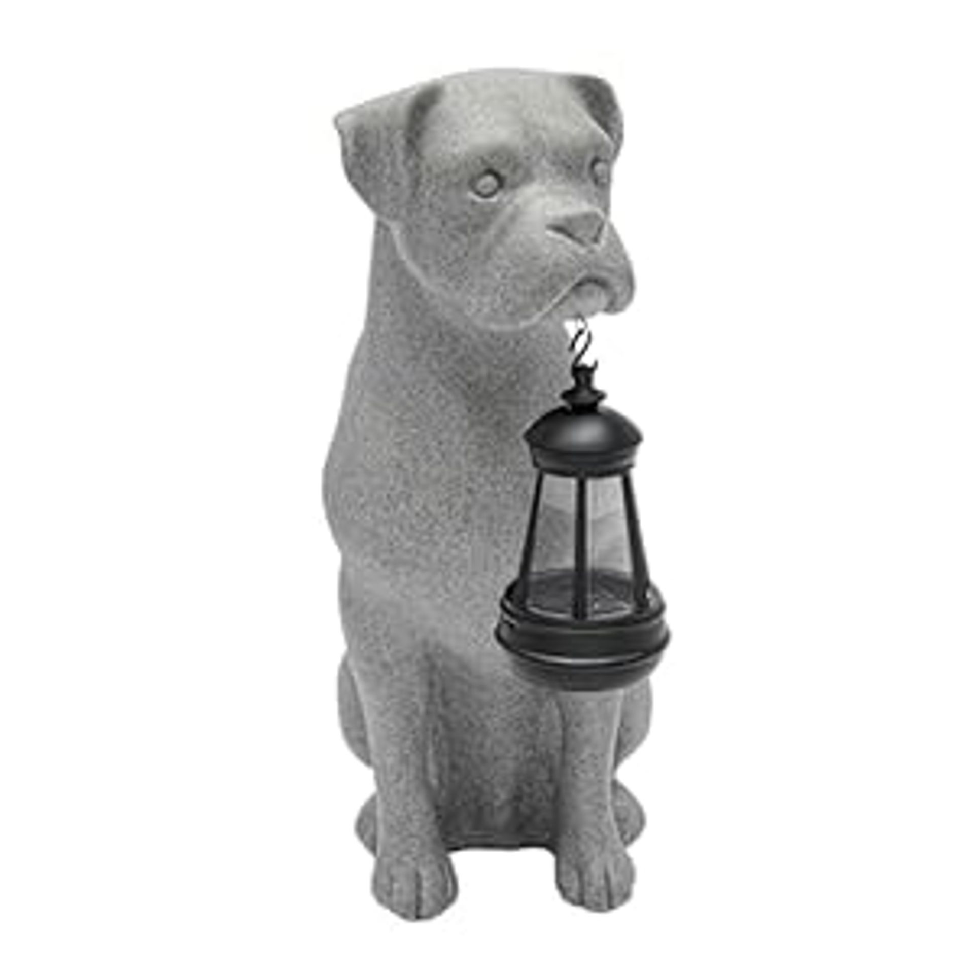 Solar LED Dog Statue Light Outdoor Garden Ornament Waterproof Decorative Dog Figure Gift for Dog Lovers - Grey Bulldog