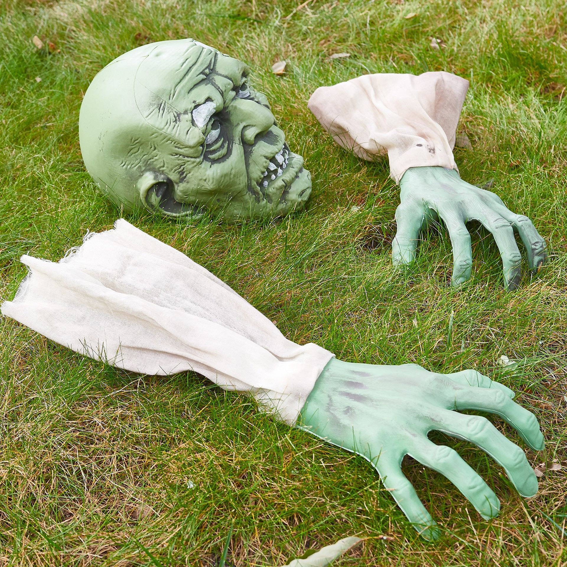 Life-Size Zombie Groundbreaker Halloween Decoration Set with Skull & Skeleton Arms for Spooky Outdoor Garden Displays