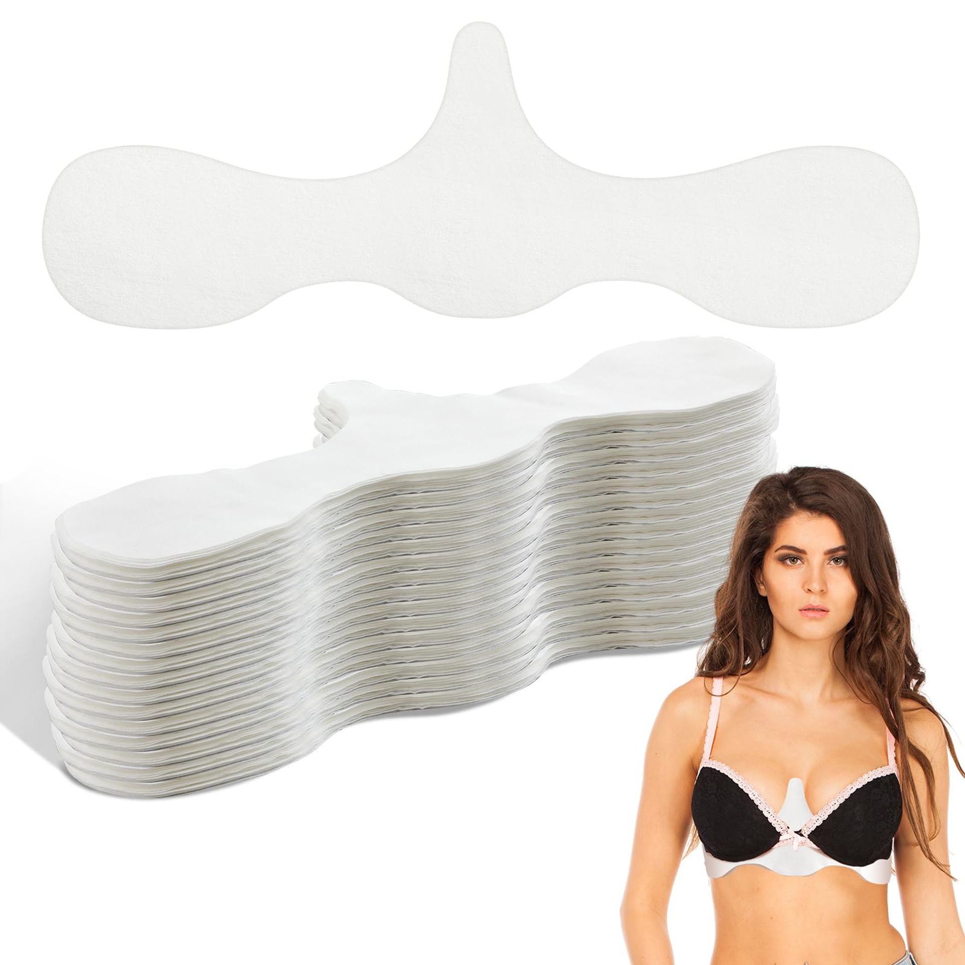 Disposable Bra Liners Sweat Absorbing Underboob Pads 150 Pack Non-Woven Soft Comfort Fit - White One Size