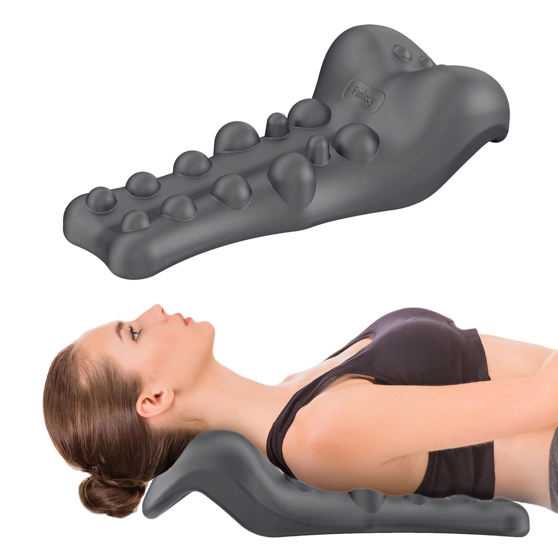 Neck Relaxer and Cervical Traction Device for Neck Pain, TMJ and Spine Alignment - Grey NS106M1