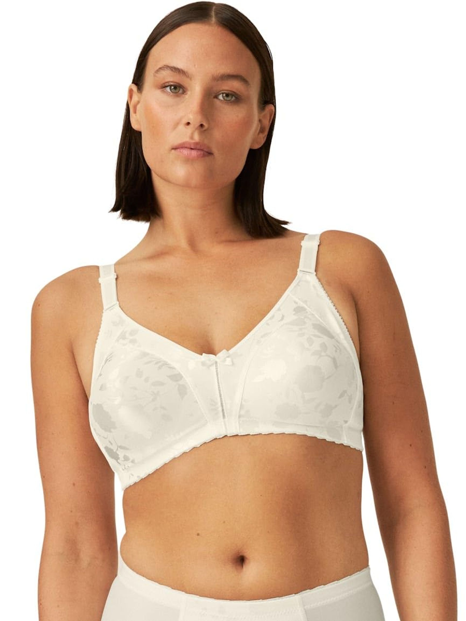 Naturana® Wireless Minimizer Bra 38 Champagne DD - Floral Pattern, No Underwire, Cup B-D