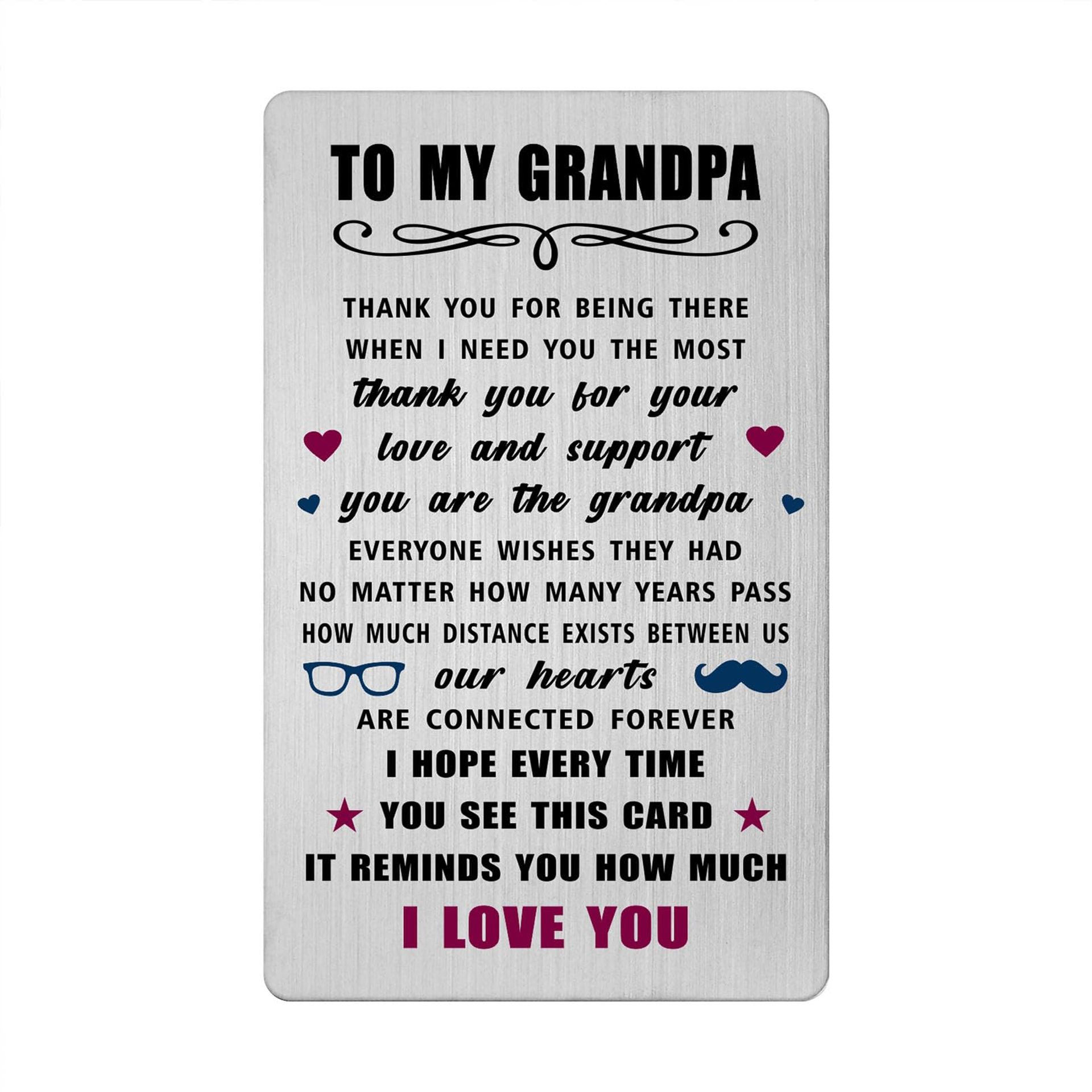 Sentimental Grandpa Card - Unique Gifts for Grandad's Birthday, Christmas, Father's Day