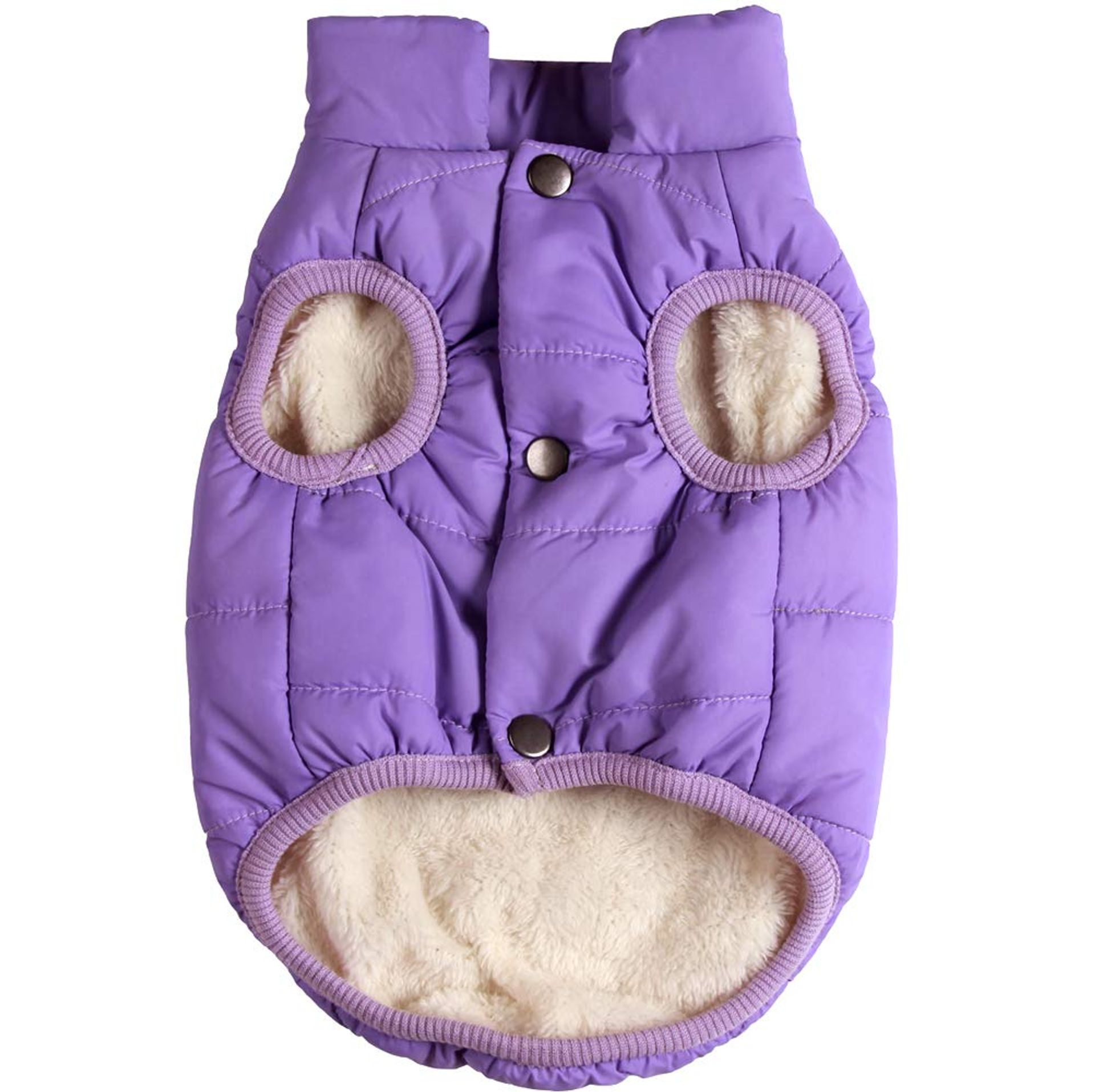 2-Layer Fleece Lined Super Warm Dog Jacket Windproof Soft Puppy Coat for Winter - Purple Medium