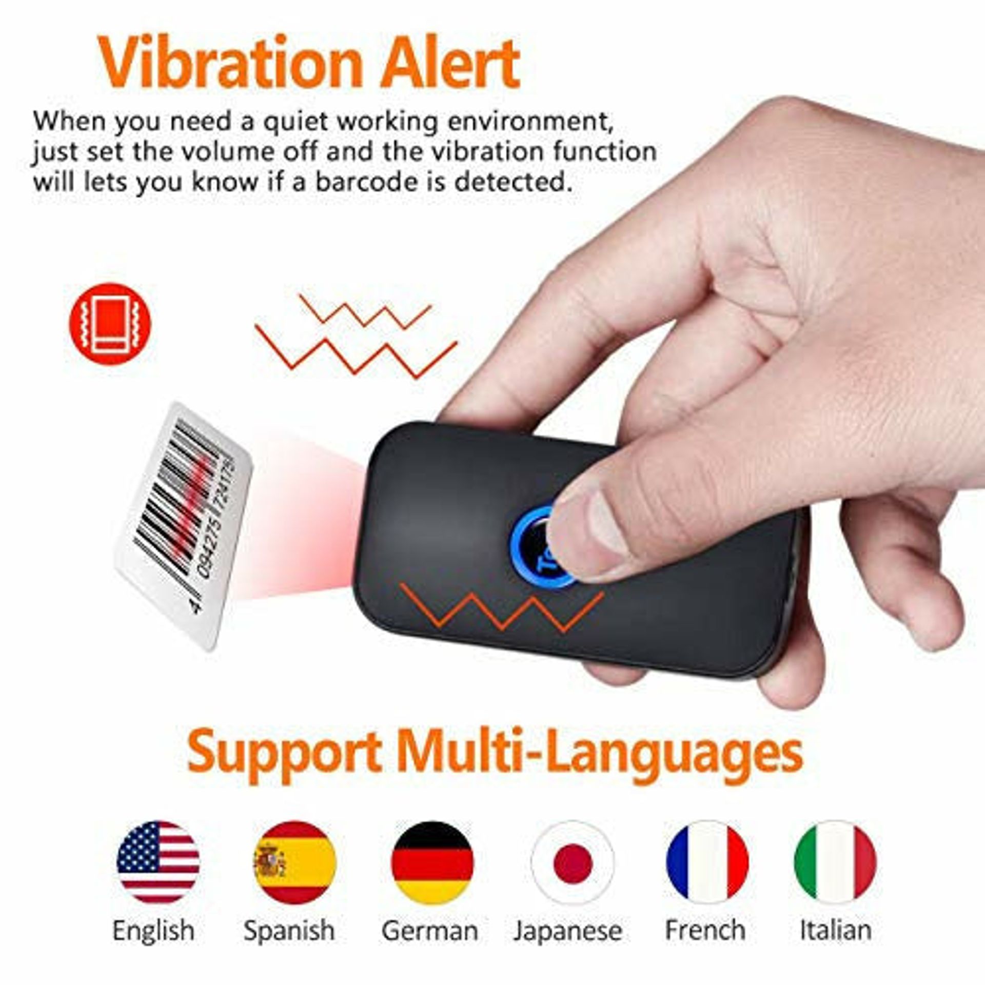 Wireless Bluetooth & 2.4G Mini Laser Barcode Scanner – Portable, 120 Scans/sec, 5000mAh Battery 5 thumbnail image