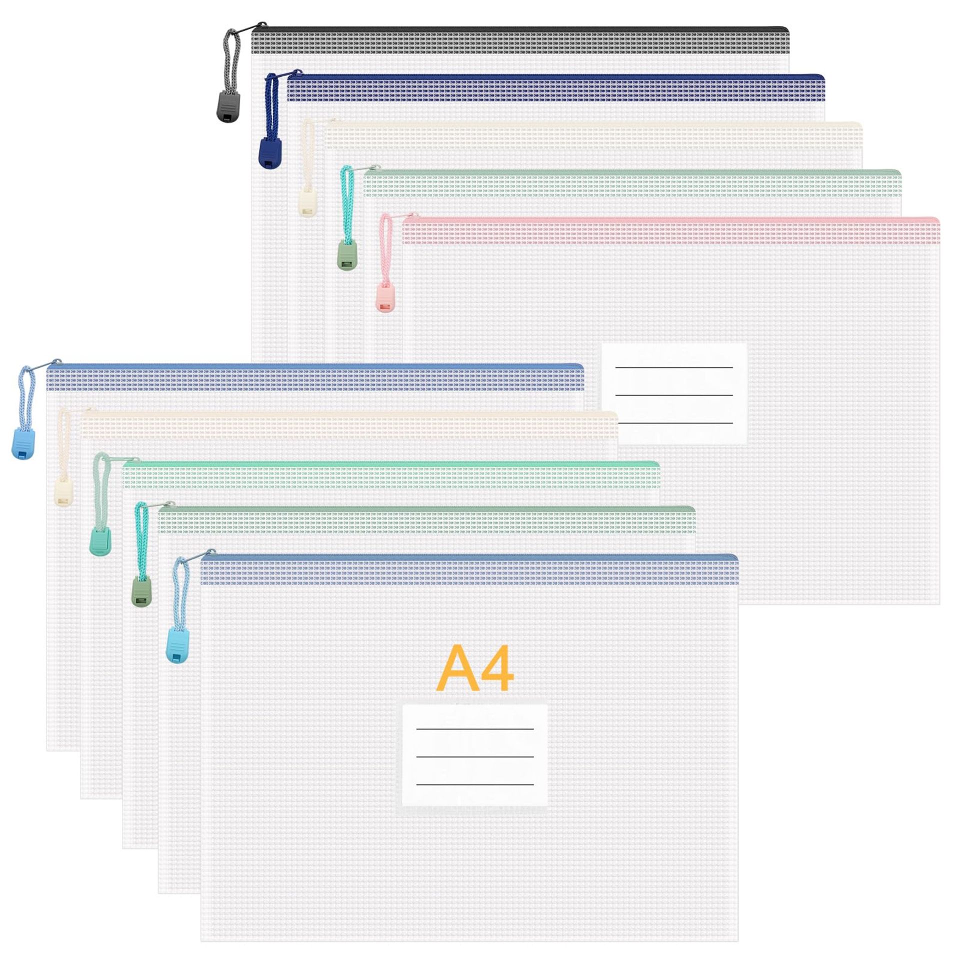 18Pcs A4 A5 A6 Waterproof Zip Wallets - Multicolour Document Folders for School & Office
