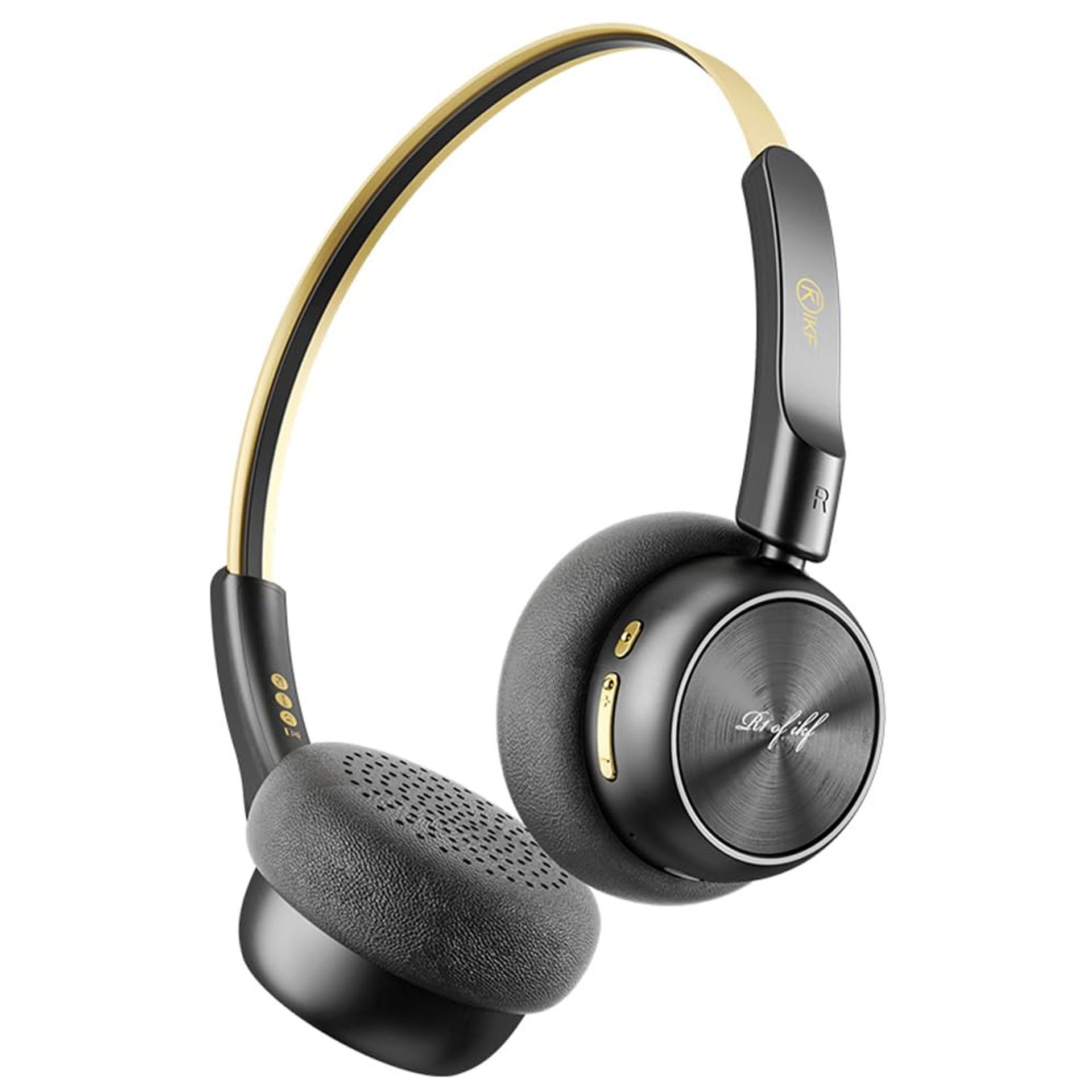 Retro Wireless On-Ear Headphones with ENC Mic, Bluetooth 5.3, 60H Playtime & Multipoint Connection - Gold