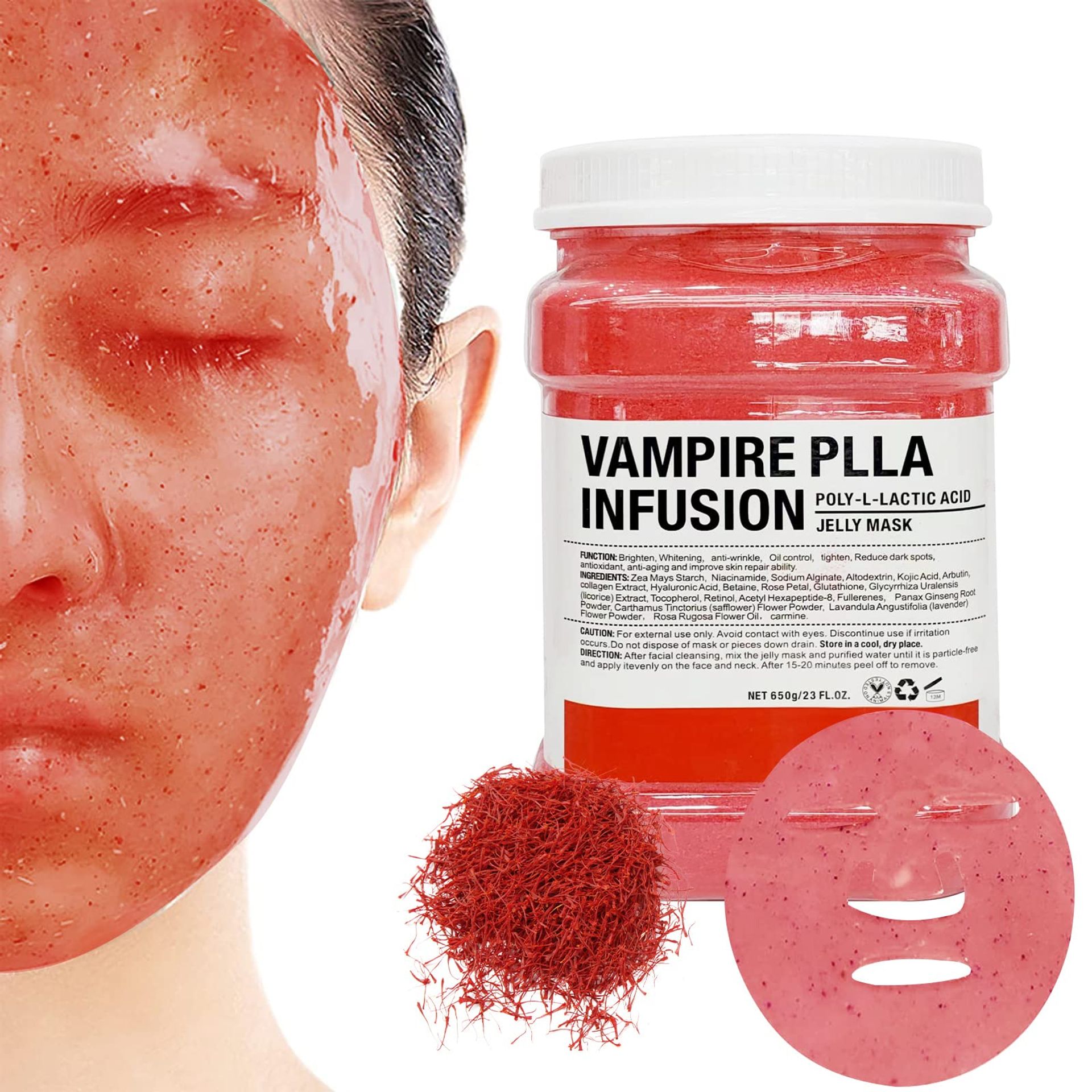 POZTL Jelly Mask Powder for Facials, Vampire Lacyic Acid Jelly Face Mask, Professional Peel Off Hydro Face Mask Powder for Fight Fine Lines, Dullness & Uneven Skin Tone, DIY SPA 23 FL OZ Mask Powder