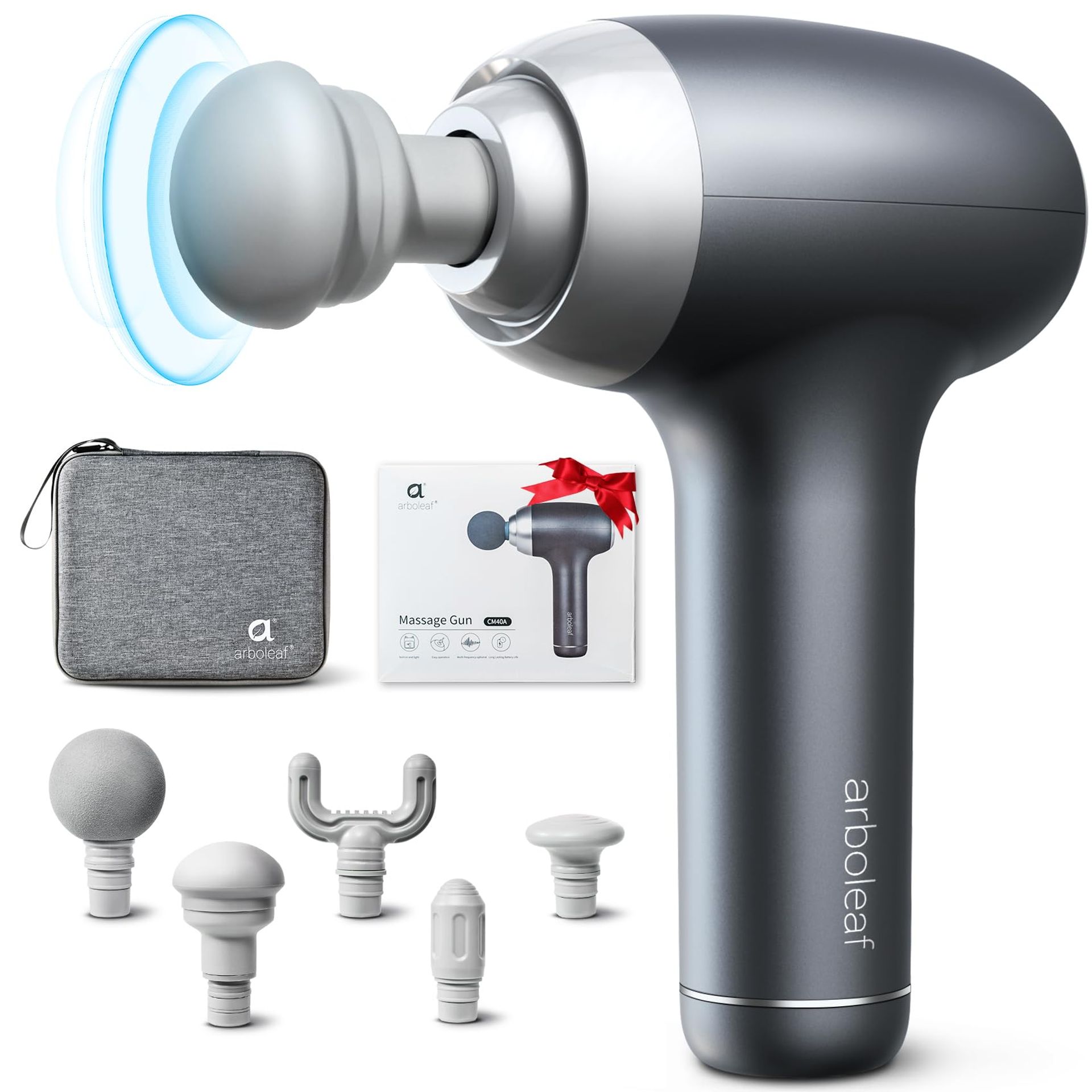 Massage Gun Deep Tissue, arboleaf Powerful Muscle Massage Gun with Case 5 Speeds Percussion Massage Gun, Portable Electric Handheld Massagers for Pain Relief, Gifts for Men Women