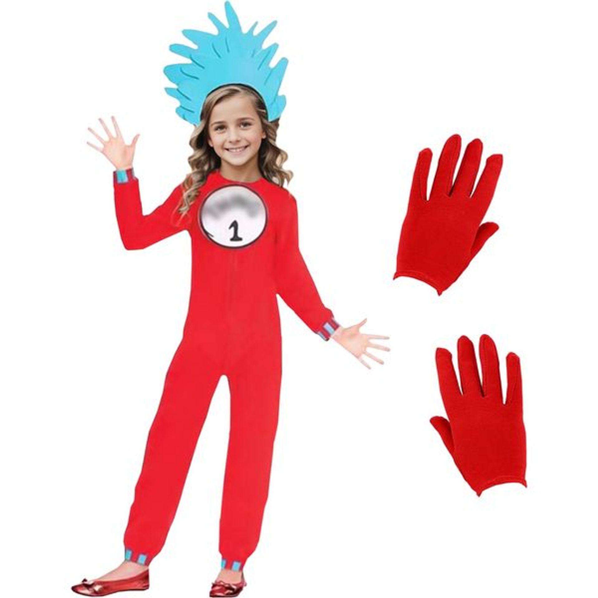 Maryparty Thing 1 and Thing 2 Costume for Boys and Girls World Book Day Costume for Kids (Style-1, M)