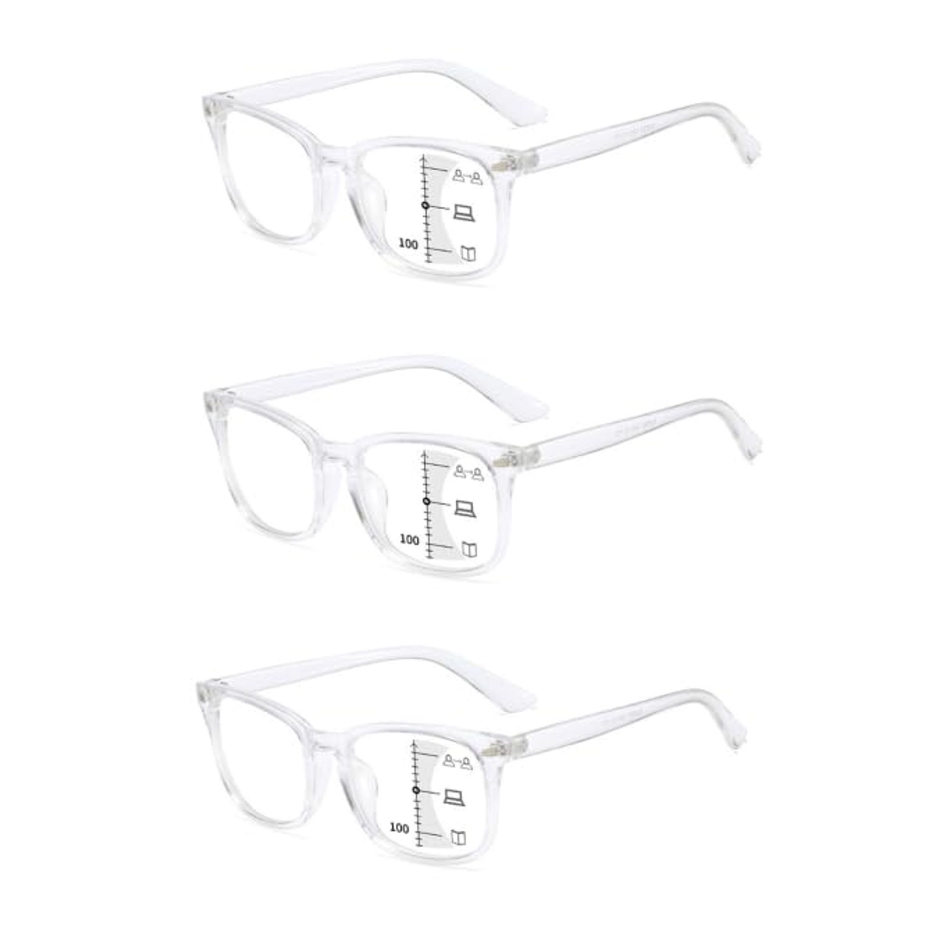 Suertree Bifocal Glasses 3 Pack Blue Light Filter Reading Glasses Anti Blue Light Readers Multifocal Vision Correction Glasses Women Men Clear 2.0X