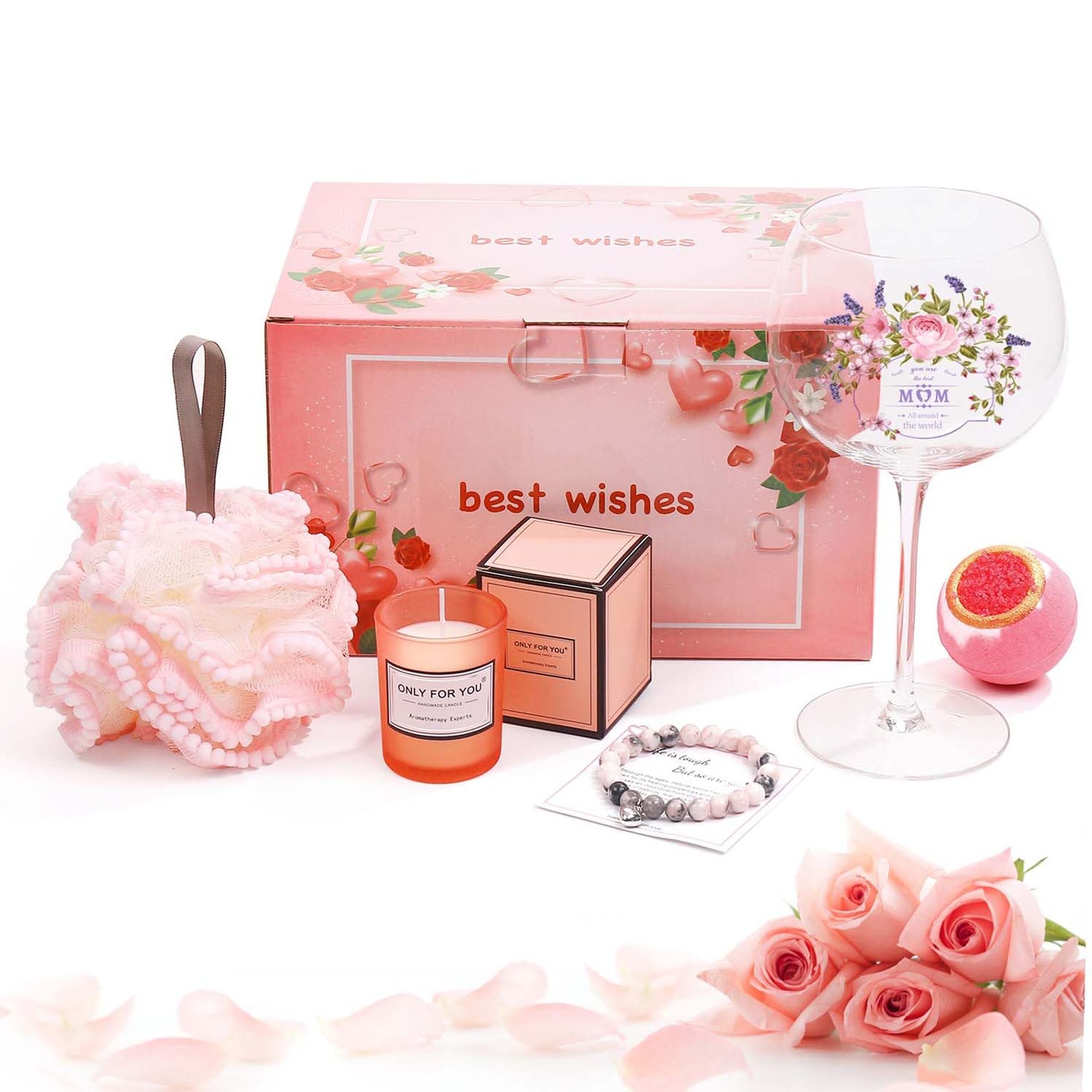 Luka Tech unqie Gin Glass Gifts for Mum,700ml Large flower Gin Balloon Glass Wine Glass Cocktail Glass Gifts for Mum,Birthday,Christmas,Mothersday Dady gifts