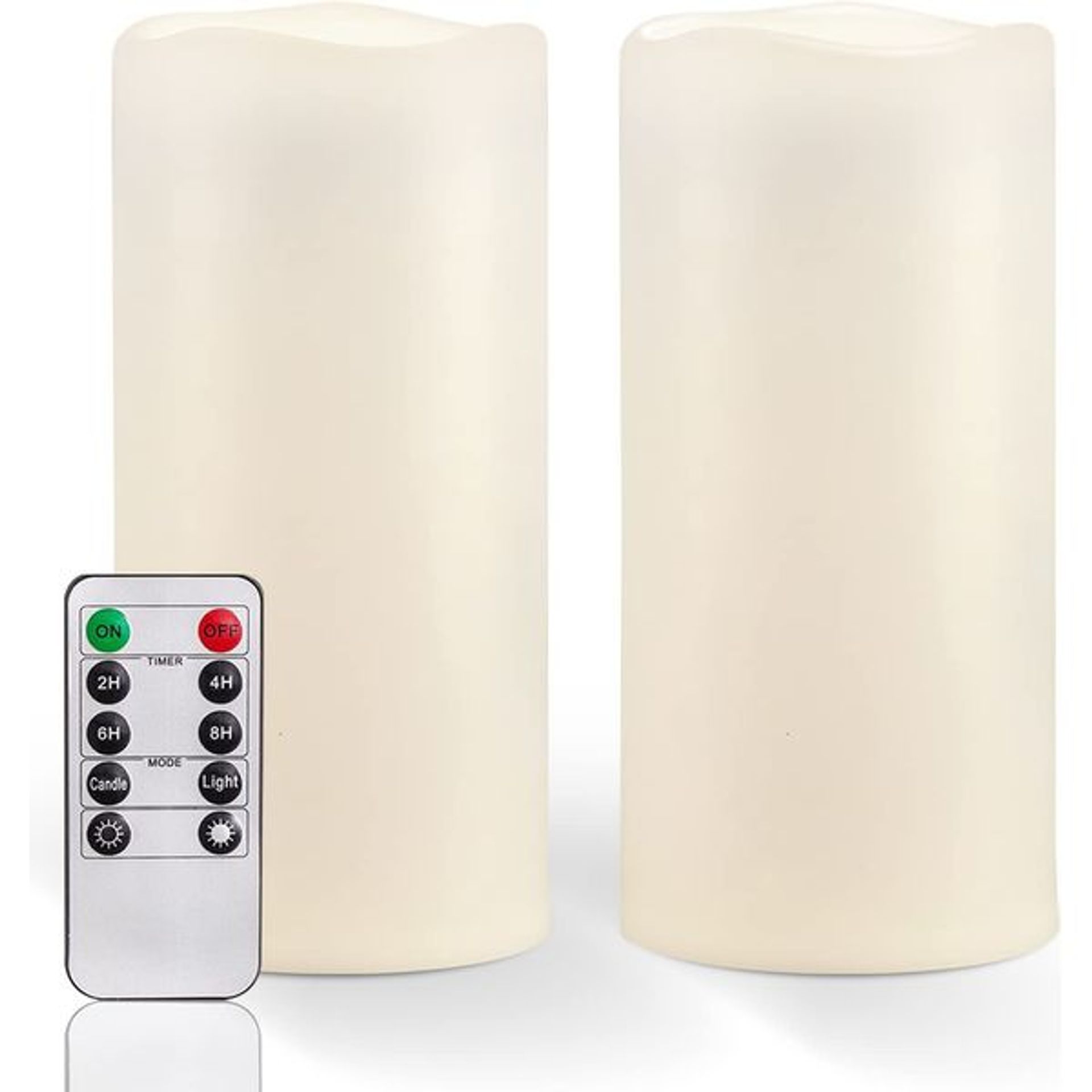 Homemory 8" x 4" Waterproof Outdoor Flameless Candles with Remote Control and Timer, Battery Operated Flickering LED Pillar Candles for Indoor Outdoor Lanterns, Porch, Long Lasting, Set of 2