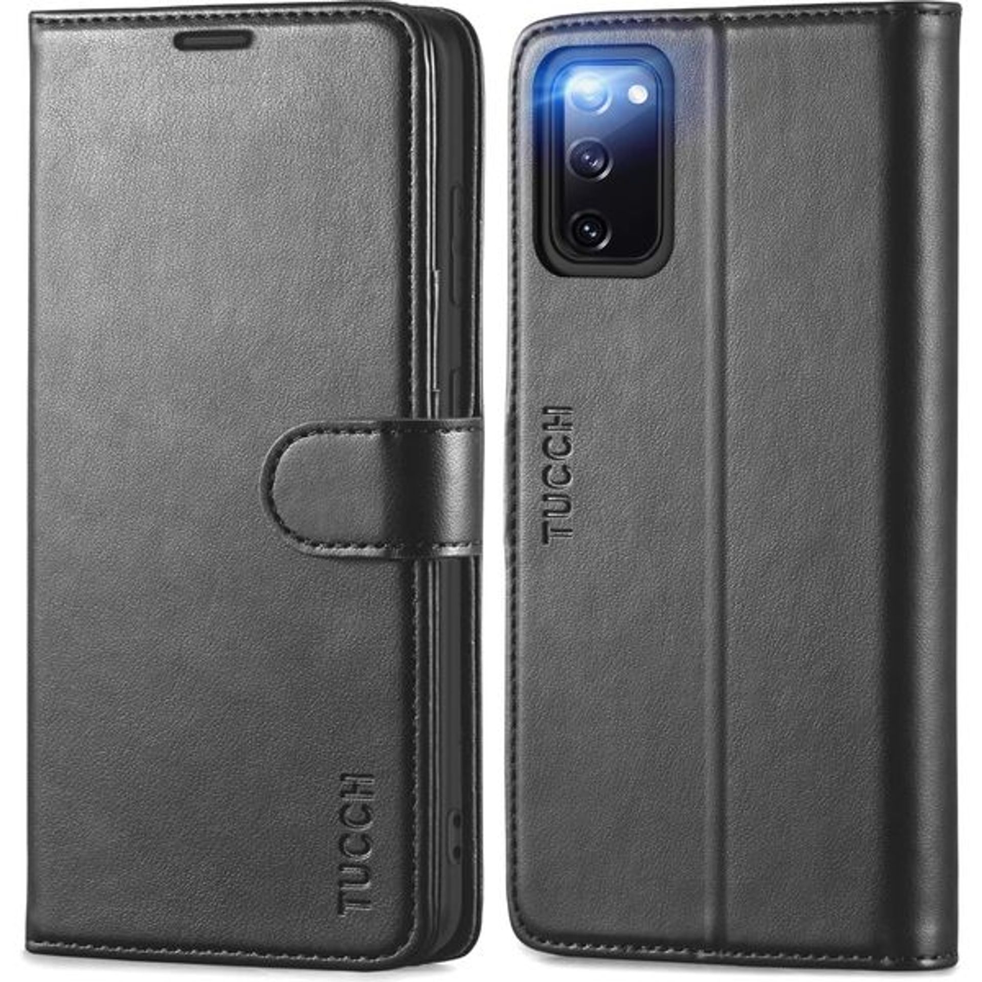 TUCCH Wallet Case for Galaxy S20 FE (6.5"), Magnetic PU Leather Protective Folio Cover with[Shockproof TPU][RFID Blocking][Credit Cash Card Holders][Viewing Stand]Compatible with Galaxy S20 FE, Black