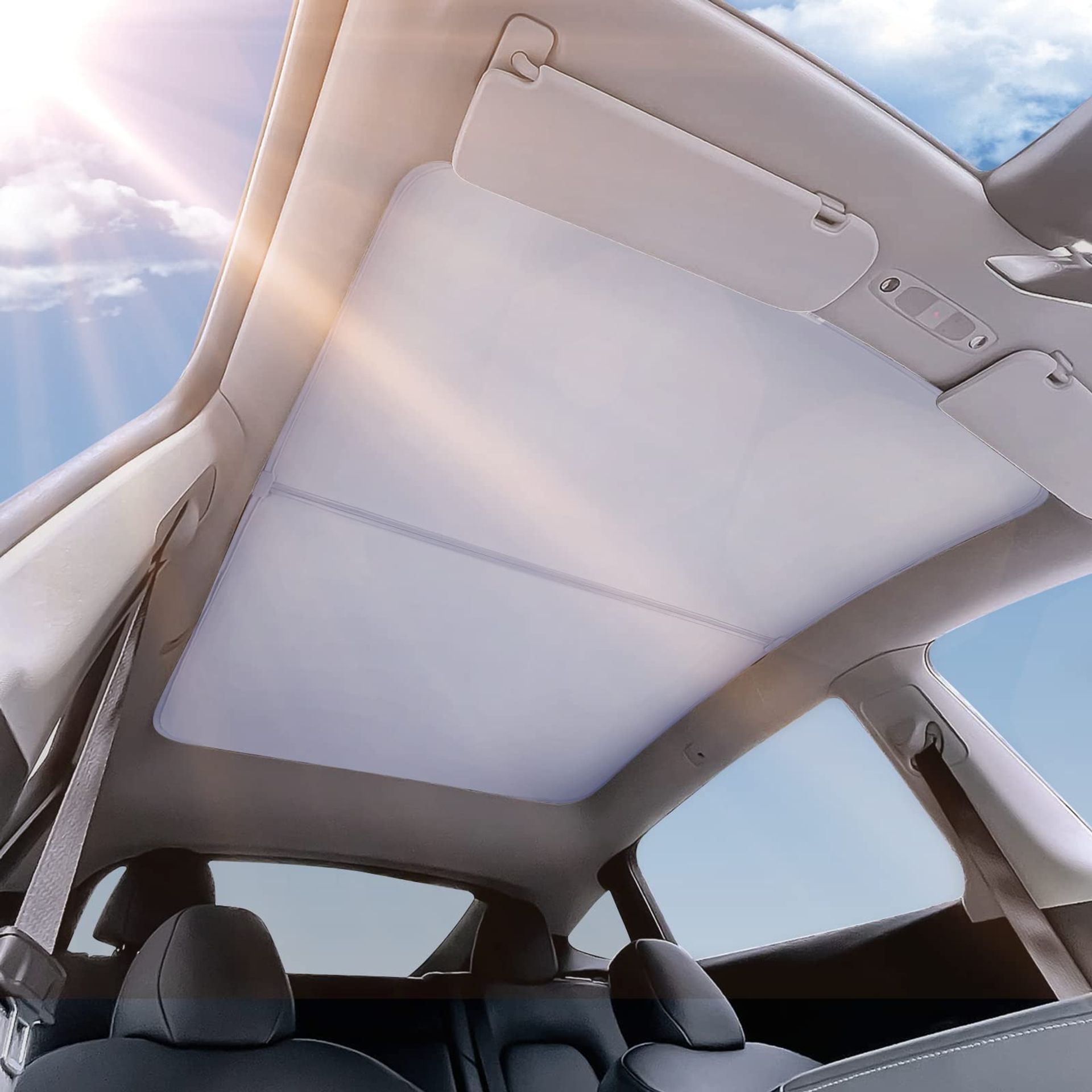 ZOIBV for Tesla Model Y Sunshade Roof Window Sun Blocking Heat Shade, Non-Sag Tesla Model Y Glass Roof Sunshade Insulation Cover, Sunshade with a Storage Bag,Model Y Accessories 2020-2023