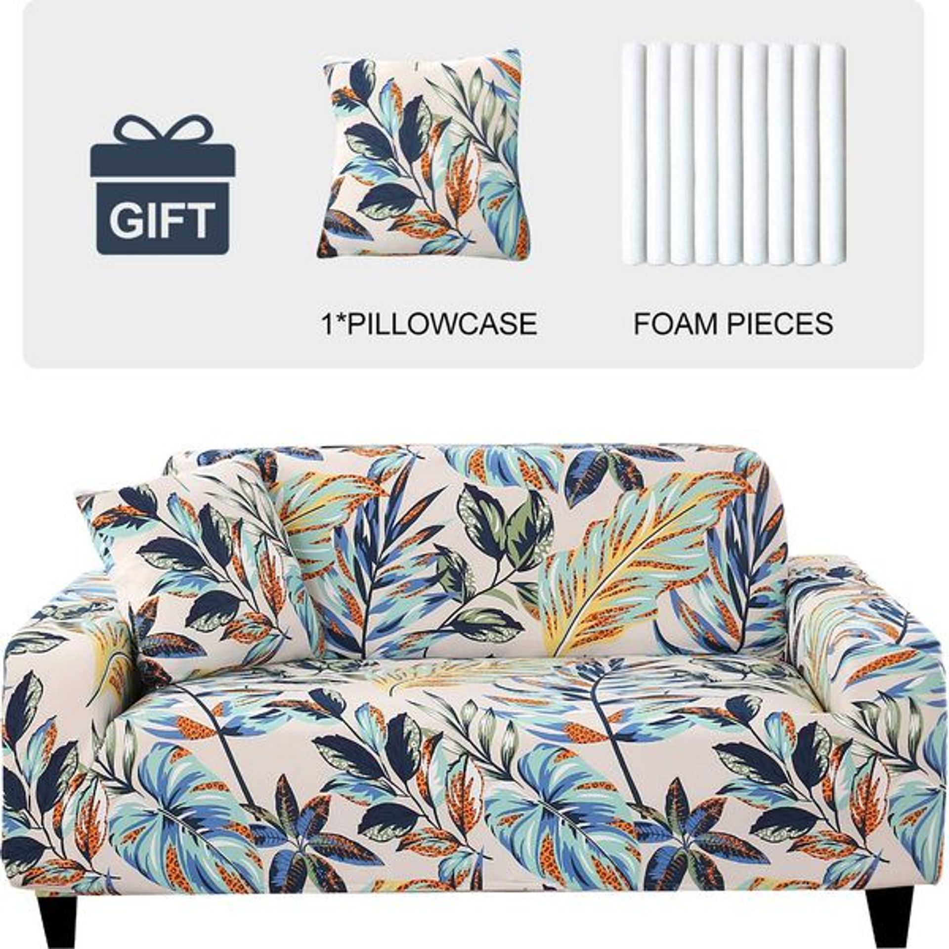 JOYDREAM 1-Piece Stretch Sofa Cover Non-Slip Couch Slipcovers Elastic Furniture Protector for Armchair/Couch Soft Fabric Settee Covers Couch Cover with 1 Cushion Cover (X-Large, Rainforest leaves)