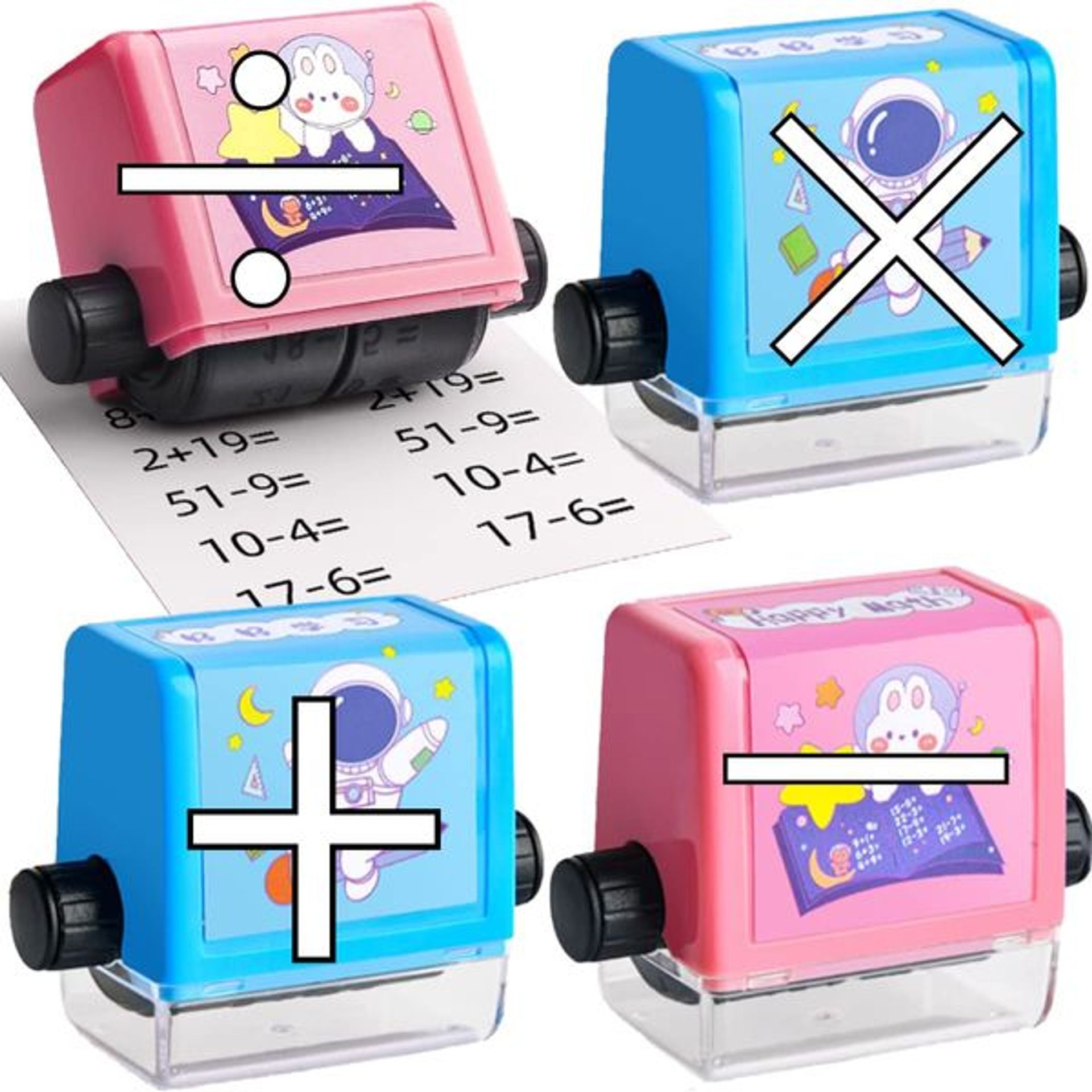 BLOOOK Maths Learning Roller Stamp,Numbers 1-100 Teaching Aids,Additions Subtraction Division Multiplication Learning Supplies, Primary Teacher Supplies Homeschool Elementary Teaching Tools